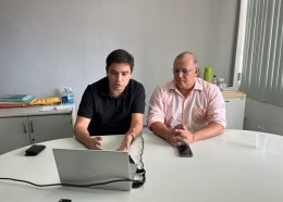 Cauê Aragão e José Antônio Heluy durante reunião on-line com criadores e órgãos do governo