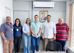 Secretário Diego Rolim e equipe técnica da Sagrima com o presidente da Associação Maranhense de Suinocultores, Bernardo Philipsen